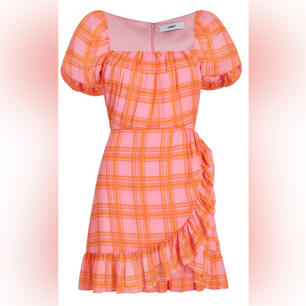 Likely size 8 Pink & Orange Plaid Dress NEW w tags